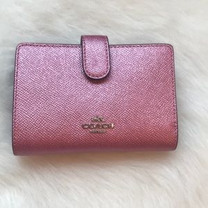 Coach metallic crossgrain zip wallet